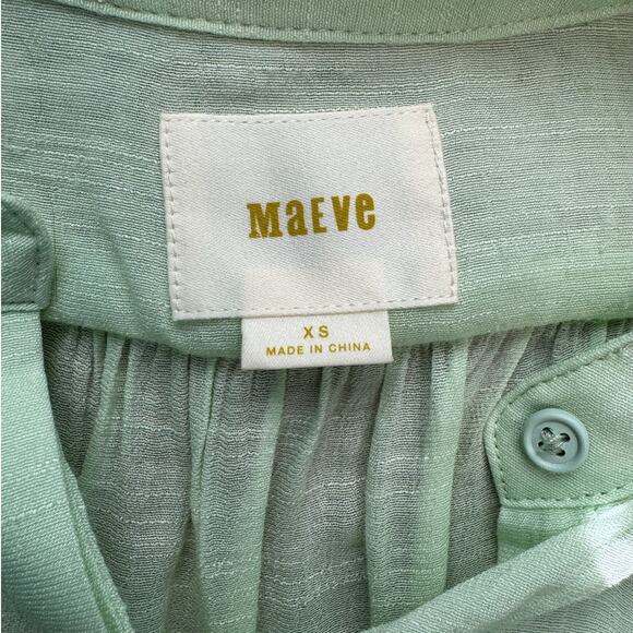 Maeve Light Lime Green Butterfly Sleeve Button Up Blouse Women's XS - Picture 9 of 10